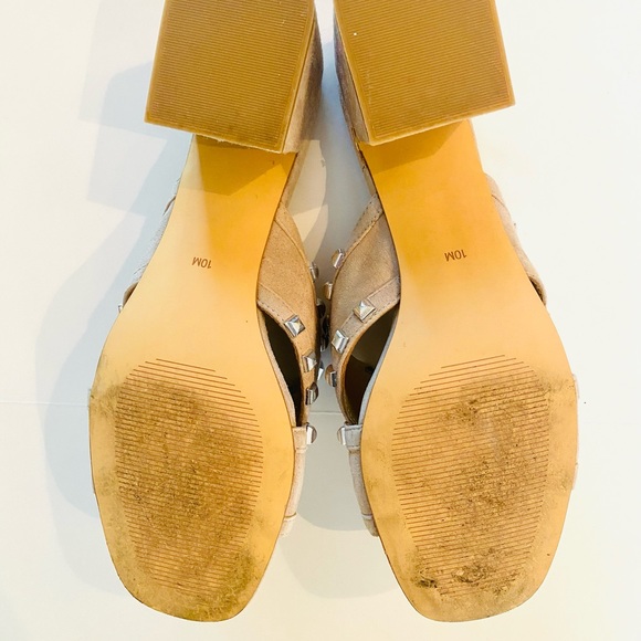 Slides with Block Heal in Tan Suede & Silver Detailing - Like New Condition - Picture 4 of 16